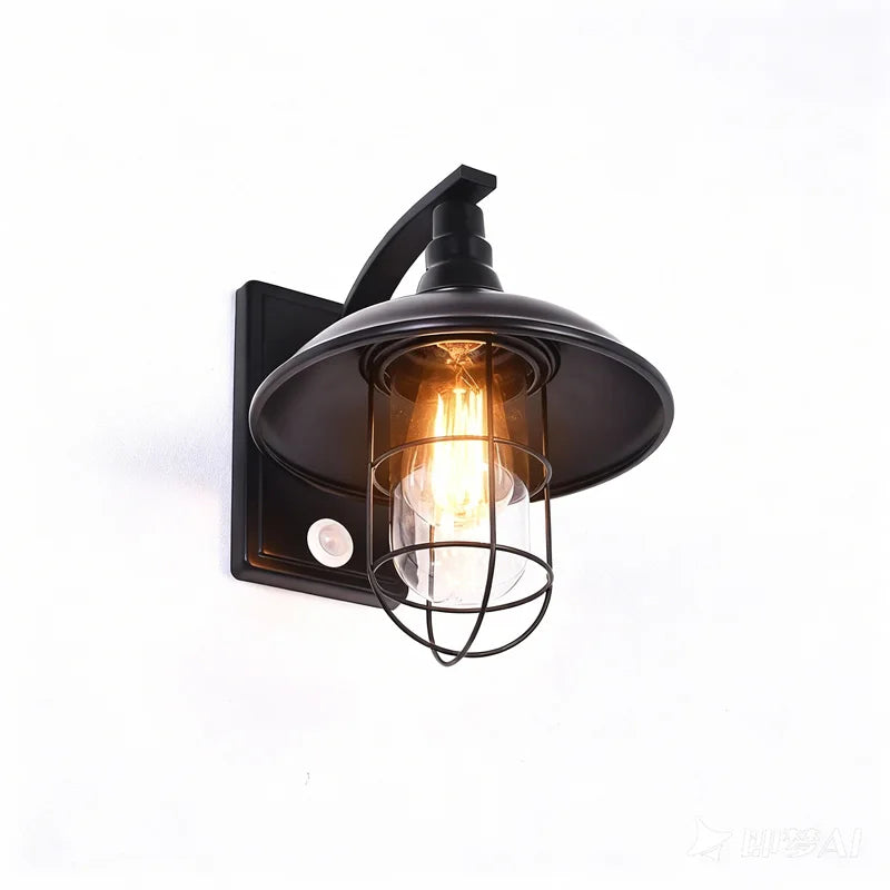 lampe murale industrielle led noir mat ip65 détecteur mouvement éclairage couloir commercial moderne