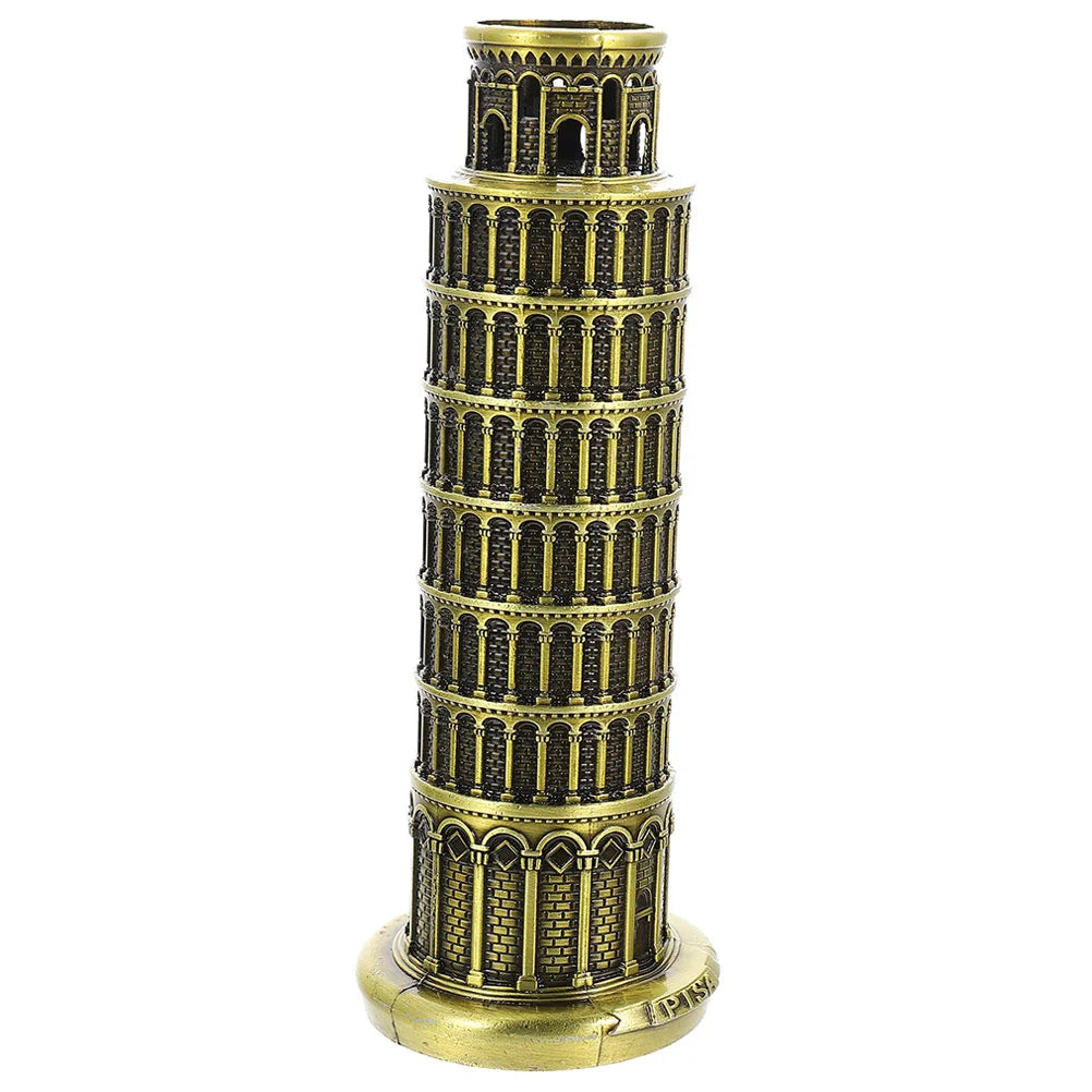 ornement maison tour pise miniature décoration doré bronze arcades souvenirs voyage
