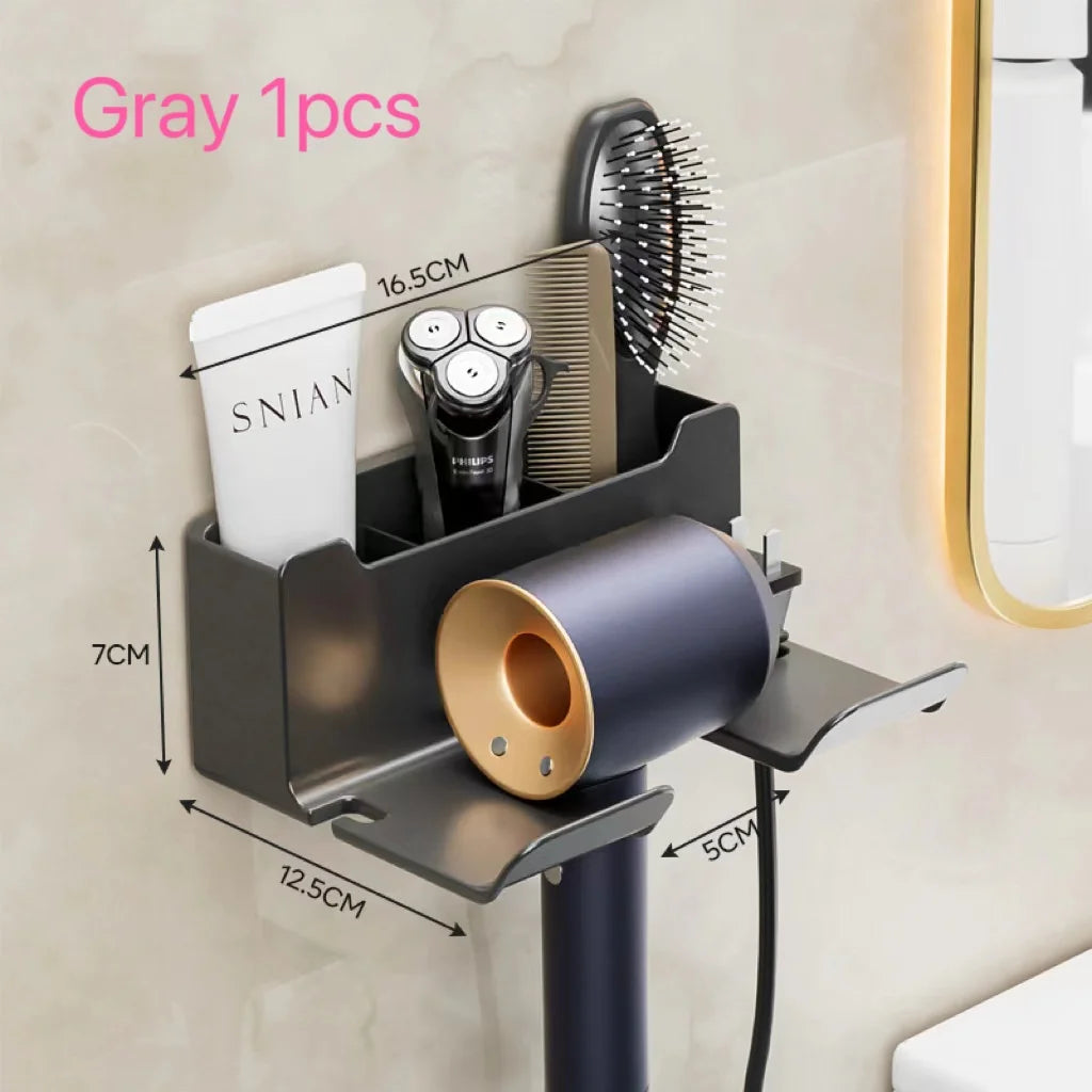 séchoir cheveux support mural gris moderne brosse rasoir crème cordon