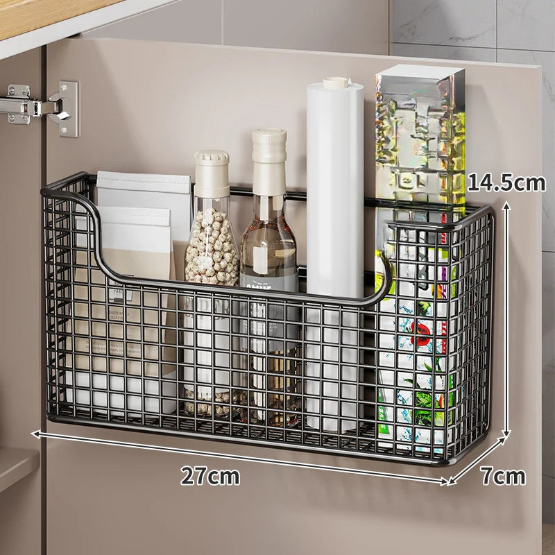panier grille métallique noir blanc argenté moderne fixé mur rangement bouteilles boîtes 27x14.5x7cm