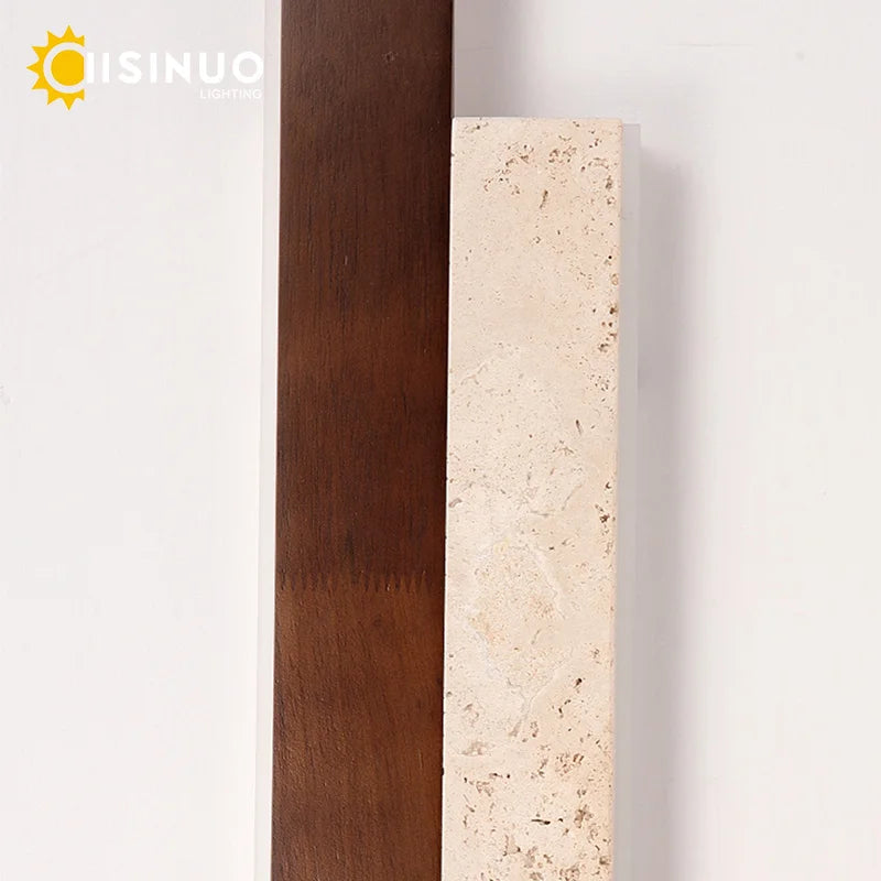 applique murale moderne pierre naturelle marron foncé led mur 130cm cuisine chambre salon