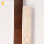 applique murale moderne pierre naturelle marron foncé led mur 130cm cuisine chambre salon