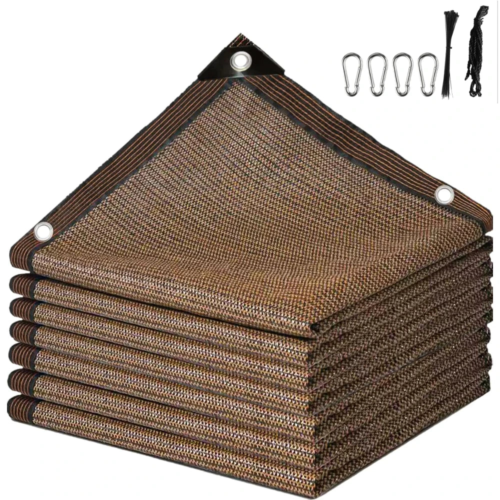toile protection solaire marron clair tissée moderne clips métalliques cordelette 100x200cm 200x300cm 200x400cm 300x400cm