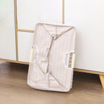 panier linge pliable rayures horizontales gris clair beige moderne réutilisable fibre végétale poignées bois