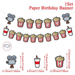 décoration anniversaire thème cinéma assiettes jetables serviettes gobelets nappe guirlande popcorn rouge noir doré