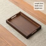plateau carré bois marron foncé minimaliste poignées service présentation maison rustic