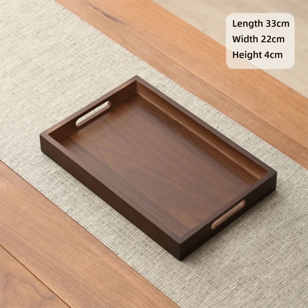 plateau carré bois marron foncé minimaliste poignées service présentation maison rustic