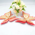 autocollant mur papillon 3d relief artisanal rose blanc doré maison festival mariage