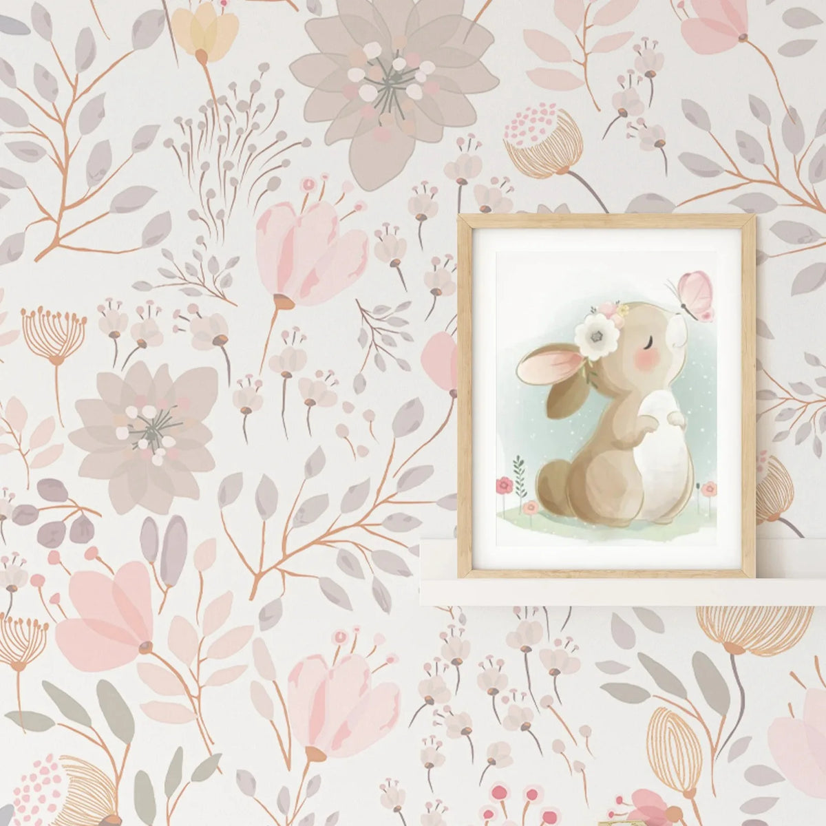 papier peint fleurs modernes autocollant chambre enfant rose blanc floral résistant humidité