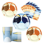 kit decoration anniversaire chien bleu assiettes gobelets serviettes guirlande support cupcake decor animaux