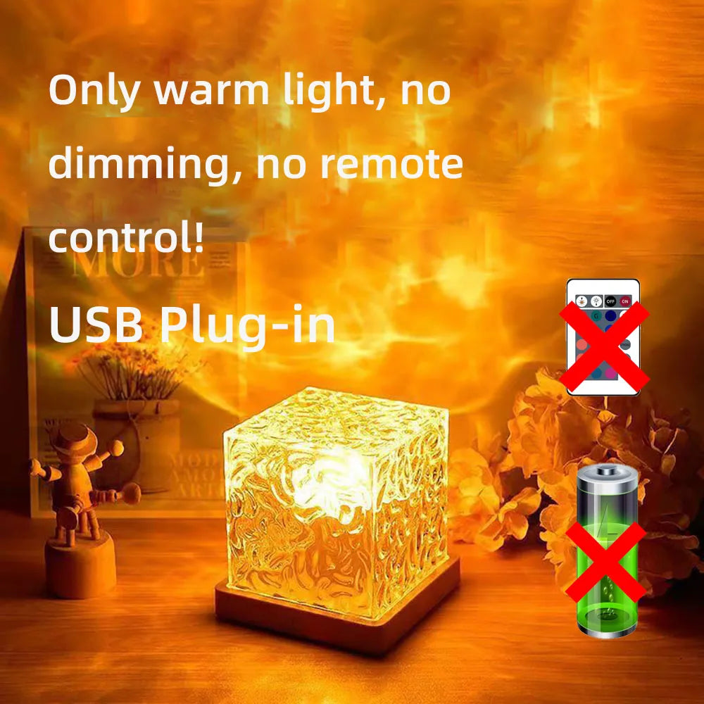 lampe table veilleuse aurore boréale océanique transparente bleu vert orange rose texture cristal moderne
