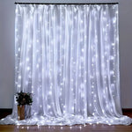 rideau lumineux led blanc jaune doré moderne télécommande câble usb noël festive