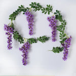 guirlande fleurs artificielles violettes blanches oranges rouges bleues jaunes feuilles vertes naturel intérieur 180cm