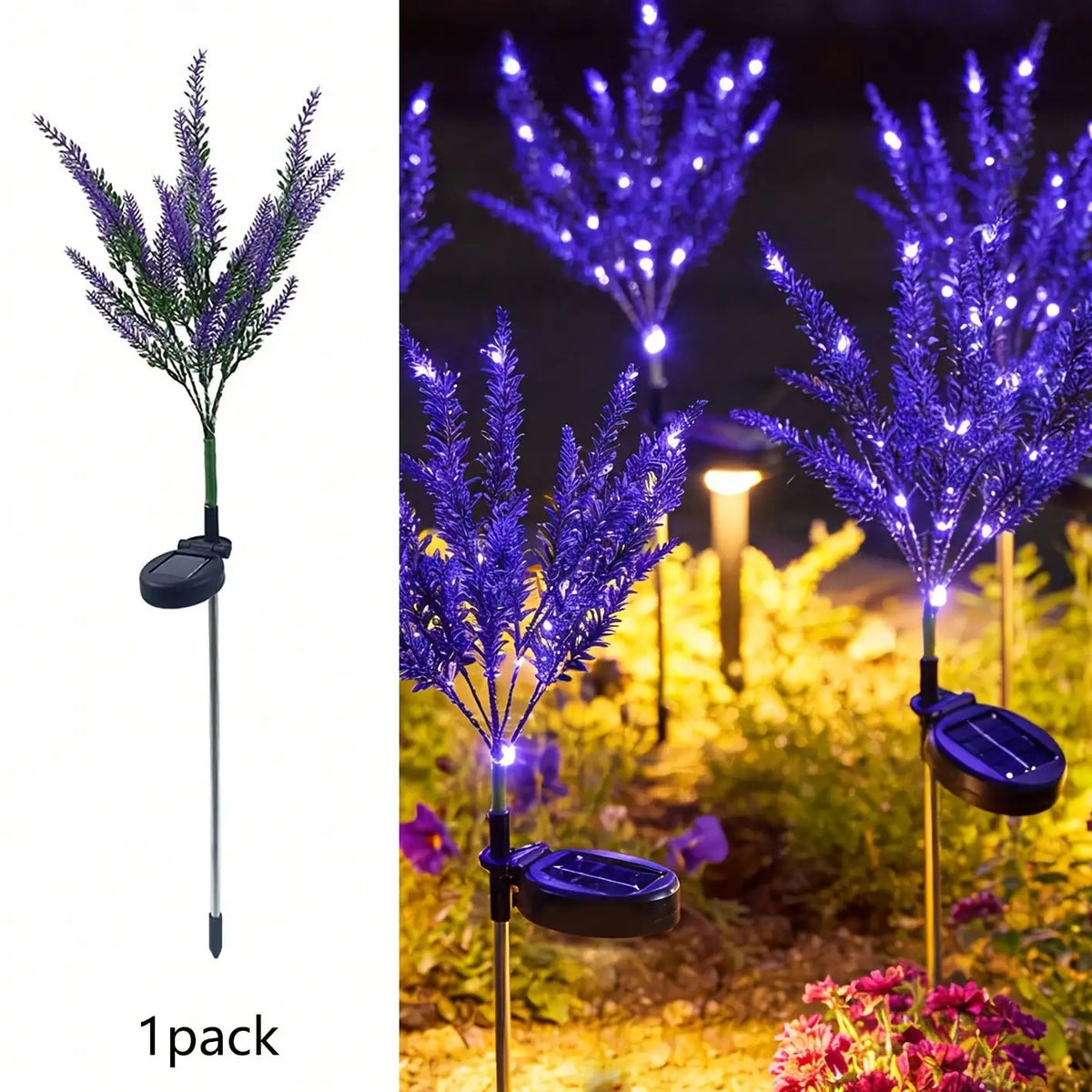 décoration jardin plante artificielle lumineuse violet feuilles fines moderne LED solaireextérieur balcon fête mères
