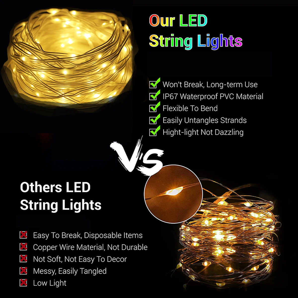 guirlande lumineuse led blanc chaud moderne 100 led 3m 1m controleur usb