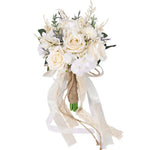 Bouquet fleurs artificielles mariage blanc crème vert violet clair romantique vintageintérieurDecoration