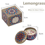 bougie parfumée cire soja boho chic motif mandala couvercle boîte rangement