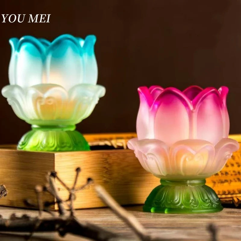 bougies forme fleur relief lotus couleur vert rose bleu jaune blanc artisanal decoratif votives