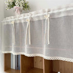 rideau transparent beige texturé dentelle bord fenêtre extérieure vintage rustique chambre décoration