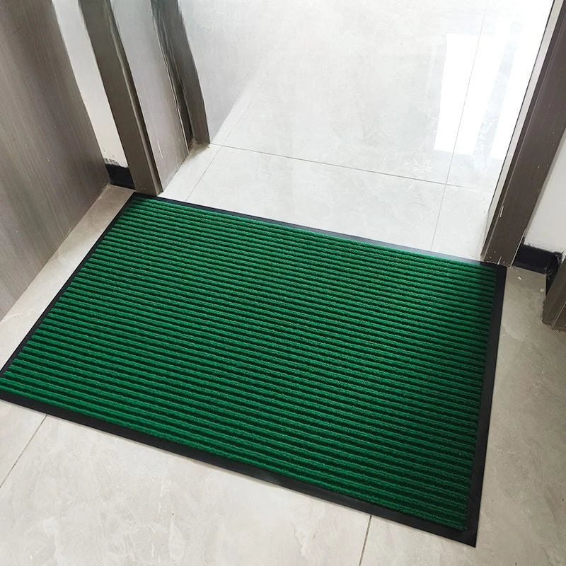 tapis d'entrée moderne rayures vert marron rouge gris antidérapant PVC salon salle bain cuisine