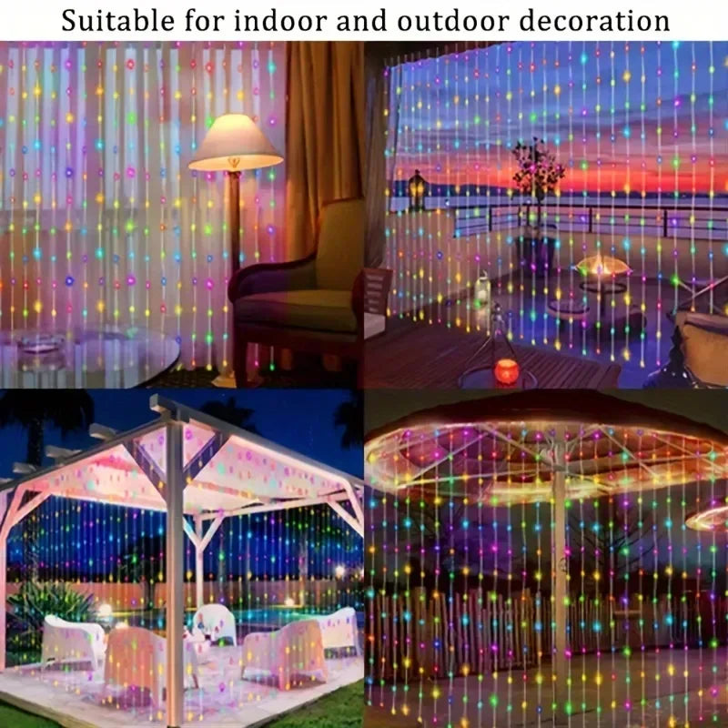 rideau lumineux led blanc multicolore moderne clips fixation modes éclairageextérieur ip55