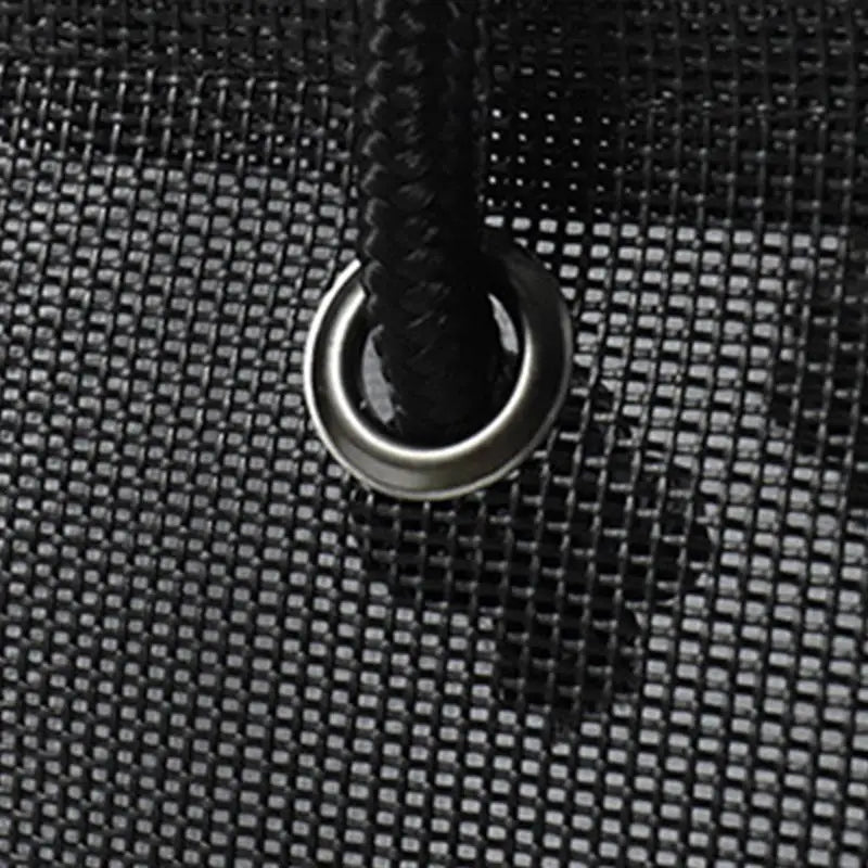sac rangement noir maille moderne anneaux métalliques poignées étiquette storage