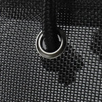 sac rangement noir maille moderne anneaux métalliques poignées étiquette storage
