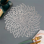 tapis table moderne or argent floral ajouré respectueux environnement silicone élégant set repas fourchette