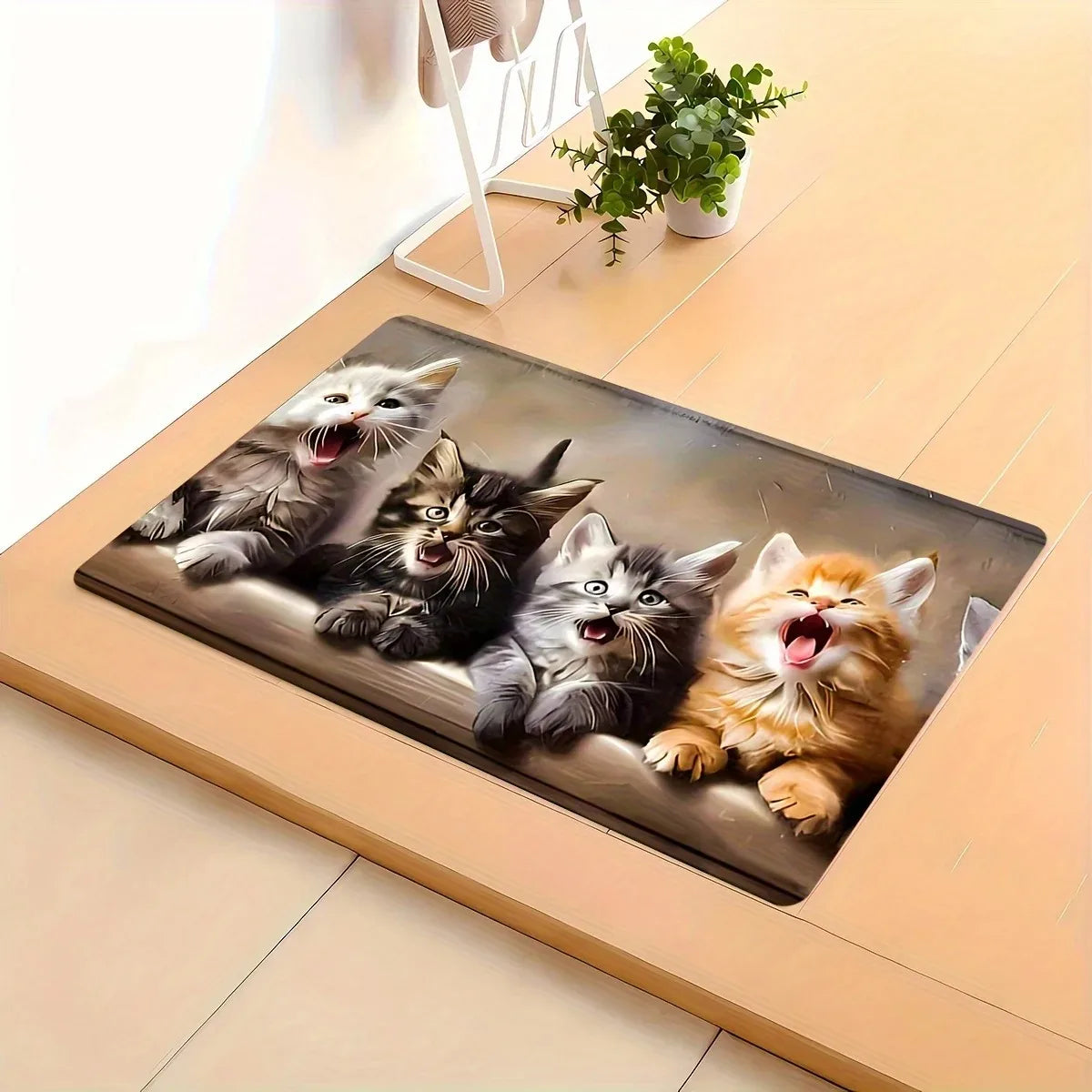 tapis sol moderne imprimé chats multicolore antidérapant polyester extérieur entrée couloir