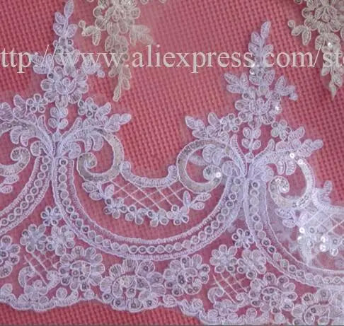 dentelle polyester blanc ajourée paillettes 22cm confection artisanat mariage erotique floral