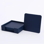 Ensemble de sous-verres carrés noir mat avec boîte de rangement.