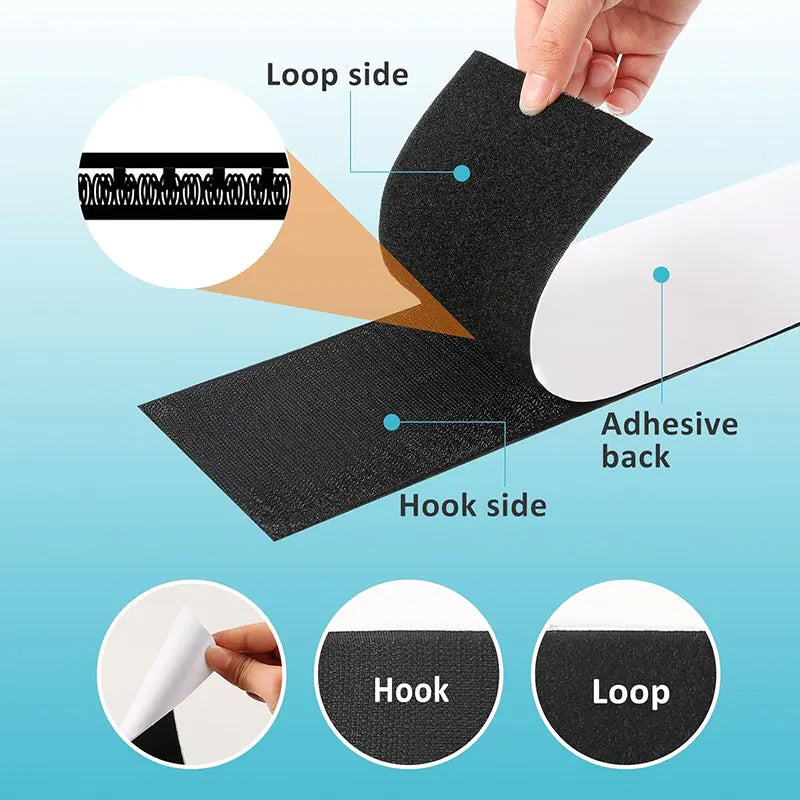 ruban adhésif velcro noir pratique texture velcro 10cm large 1m longueur utilitaire adhésif