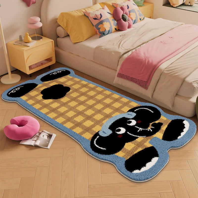 tapis dessin animé animaux mignons imitation cachemire polyestère antidérapant résistant décoloration intérieurextérieur