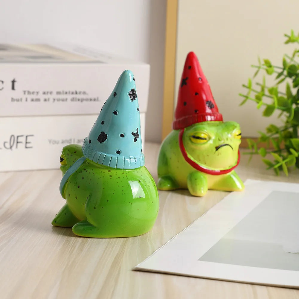 statuette grenouille cartoonaire pois animaux verte bleue rouge bétonnée extérieure pots succulentes jardin