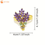 porte serviettes décoratifs violet floral élégants pierres précieuses pièces set festif mariage