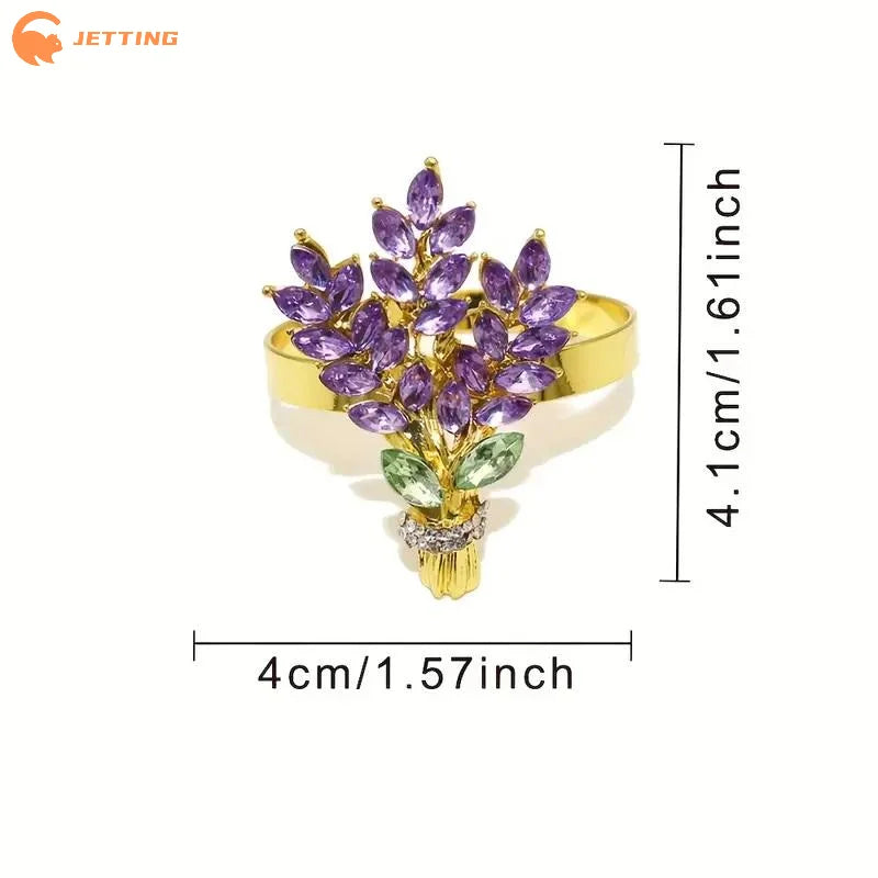 porte serviettes décoratifs violet floral élégants pierres précieuses pièces set festif mariage
