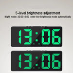 horloge numérique moderne rectangulaire noir blanc vert luminoise led snooze mode nuit