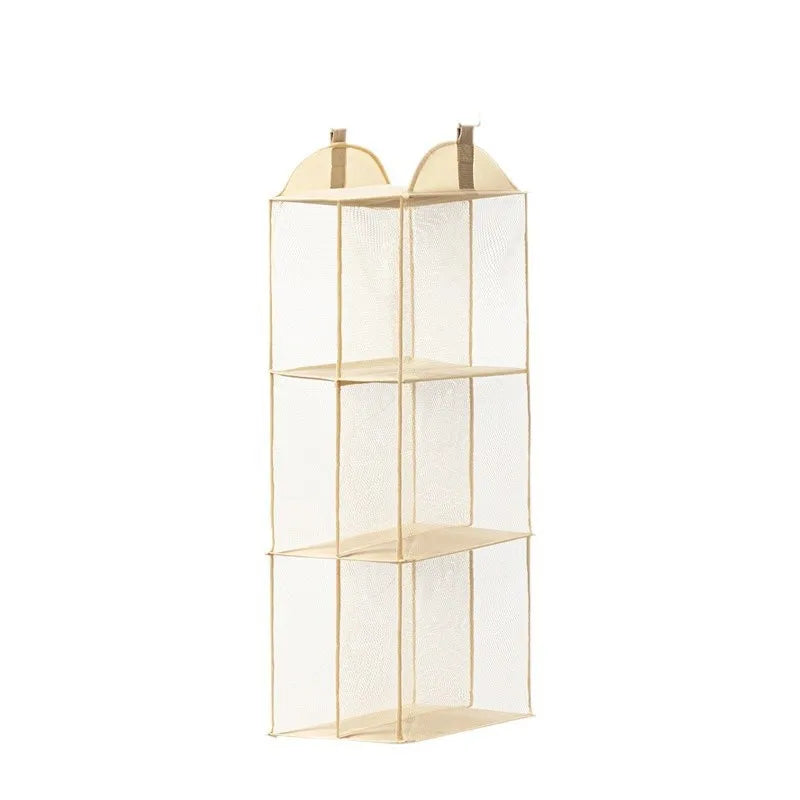 organisateur suspendu étagère armoire maille fine moderne réutilisable chambre beige clair opacité crochets multifonctionnel