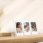 porte photos transparent moderne triple photos polaroid rose violet