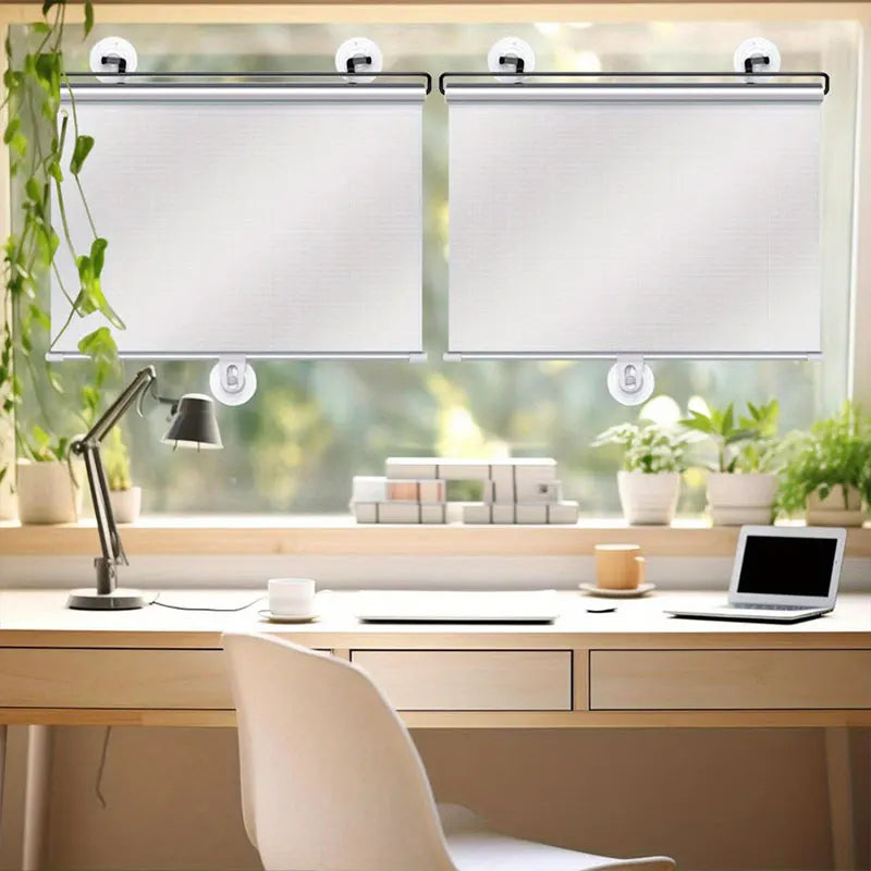 rideaux enrouleurs sans perçage blancs stores verticaux opaques moderne clips magnétiquesintérieur chambre kitchen no