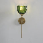 applique murale moderne verre transparent fleur vert doré rose élégante chambre salon entrée