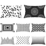 coussins géométriques motifs mandalas modernes polyester noir blanc minimaliste 30x50cm