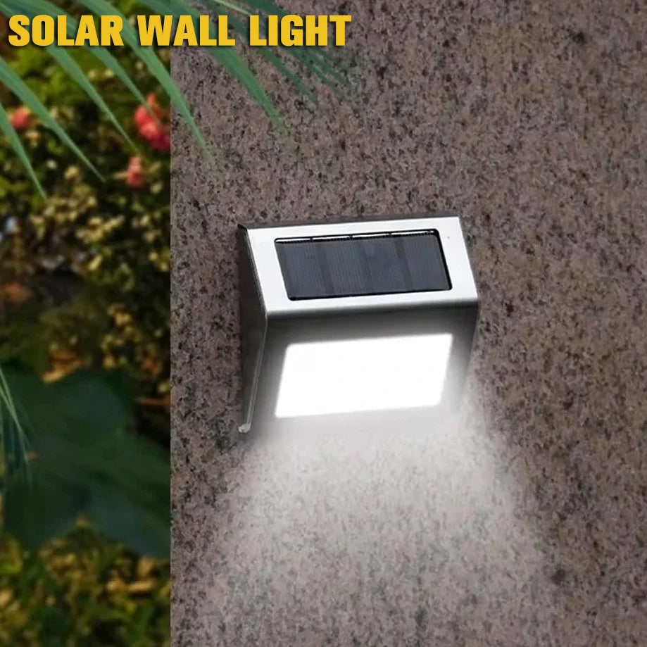 lampe murale solaire led argentée moderne étanche ip45 acier inoxydable panneau solaire contrôlable