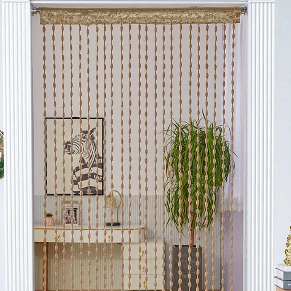 rideau bohème semi transparent polyester beige clair blanc rustique 100x200cm