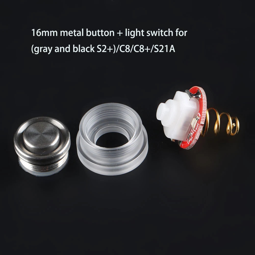 interrupteur lumineux bouton métallique argenté transparent moderne convoy c8 s2 switch kit vis lumière