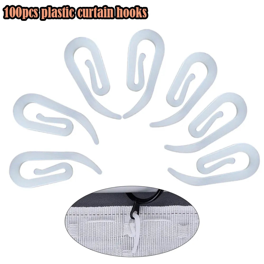 crochets rideau douche plastique blanc translucide moderne adhésifs 100 pièces minimalistes accessoires fenêtre