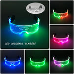 lunettes lumineuses led futuristes transparentes paillettes circuit imprimé élastique fête rave club nuit