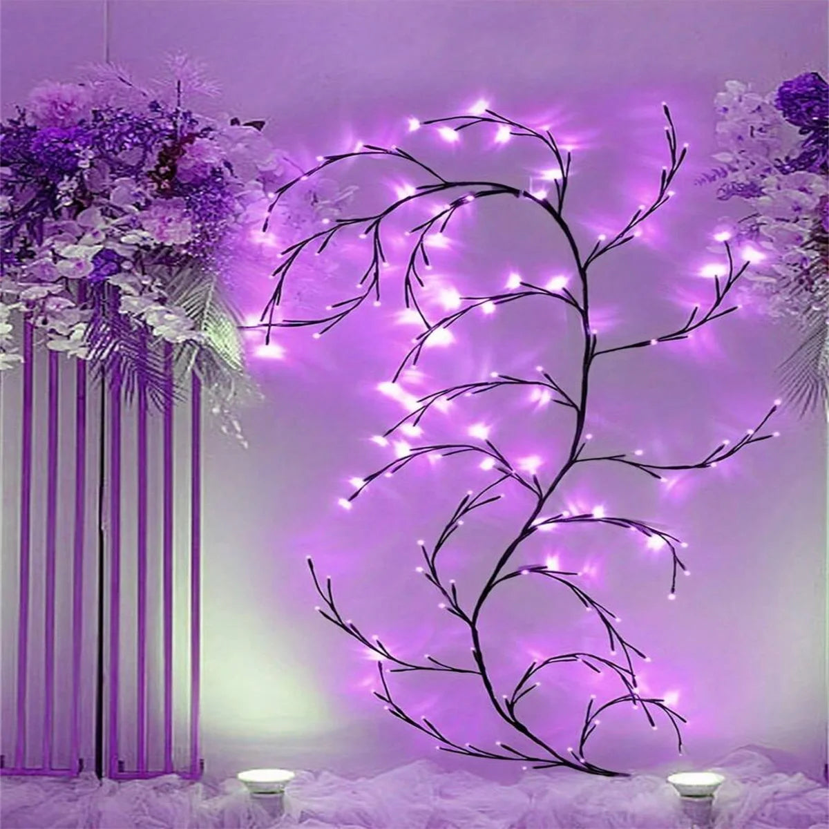 guirlande lumineuse branches arbre 96 led noir blanc moderne décoratif usb