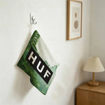 serviette toilette vert motif floral moderne crochets salle bain cuisine 25x30cm