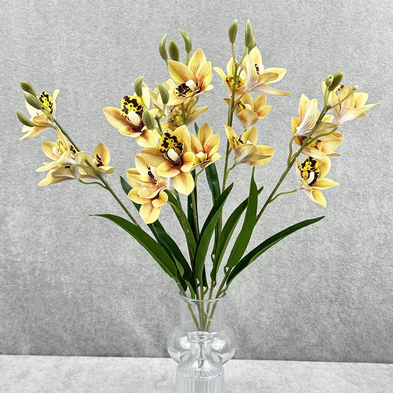 bouquet fleurs artificielles orchidée cymbidium violet rose décoration maison mariage intérieur moderne